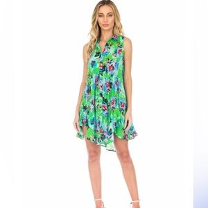 Tolani Floral Sundress Tropical Women’s Size Small Green Ruffles Resortwear